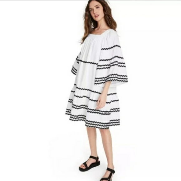 Lisa Marie Fernandez Collab W/Target Dress Size Medium White Ric Rac Flare - Picture 1 of 14